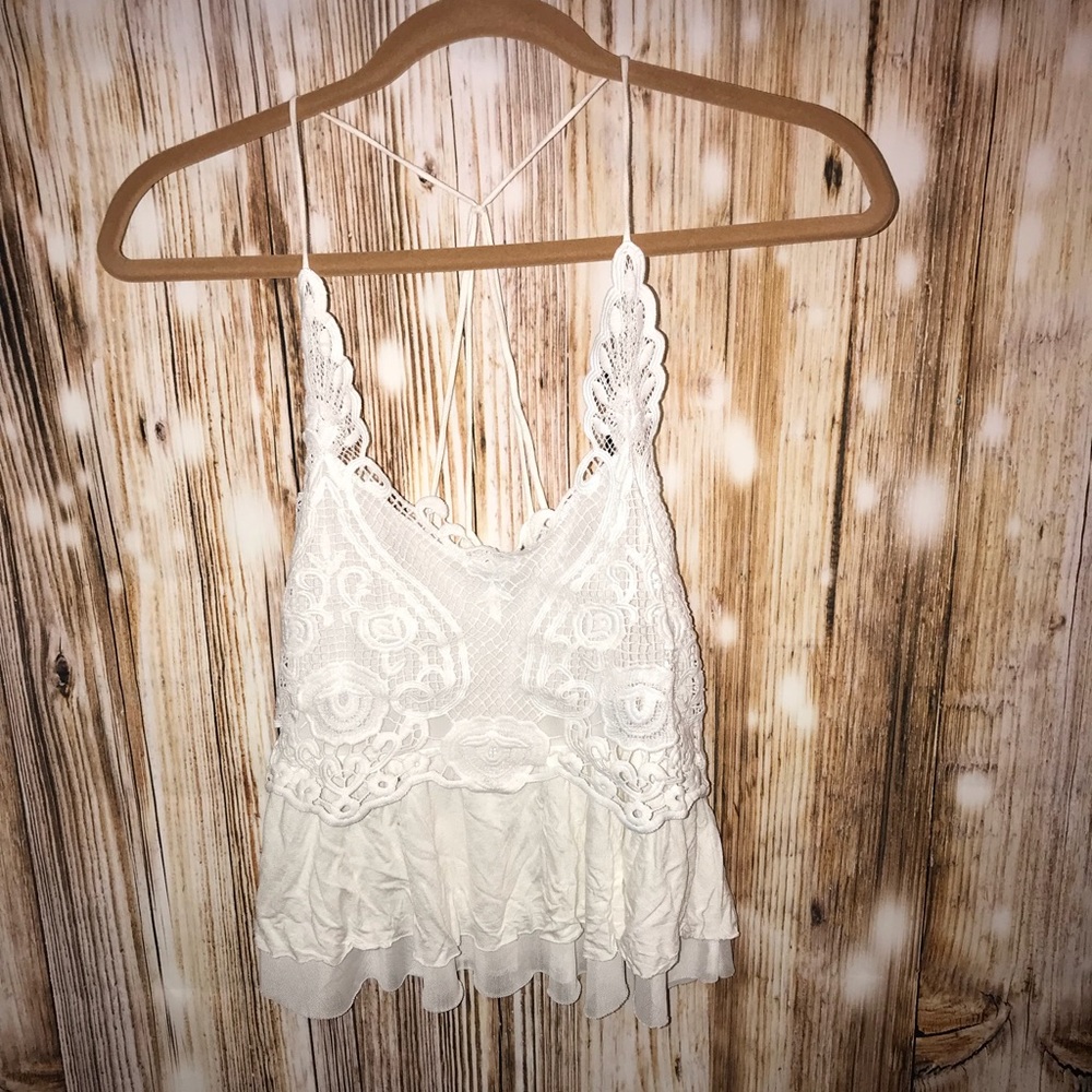 White Lace Flowy Tank
